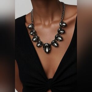 EXPRESS Grey and black ombre gemstone necklace